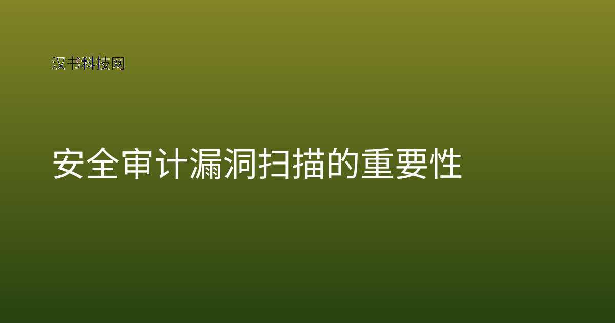 安全审计漏洞扫描的重要性