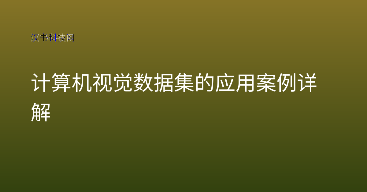 计算机视觉数据集的应用案例详解